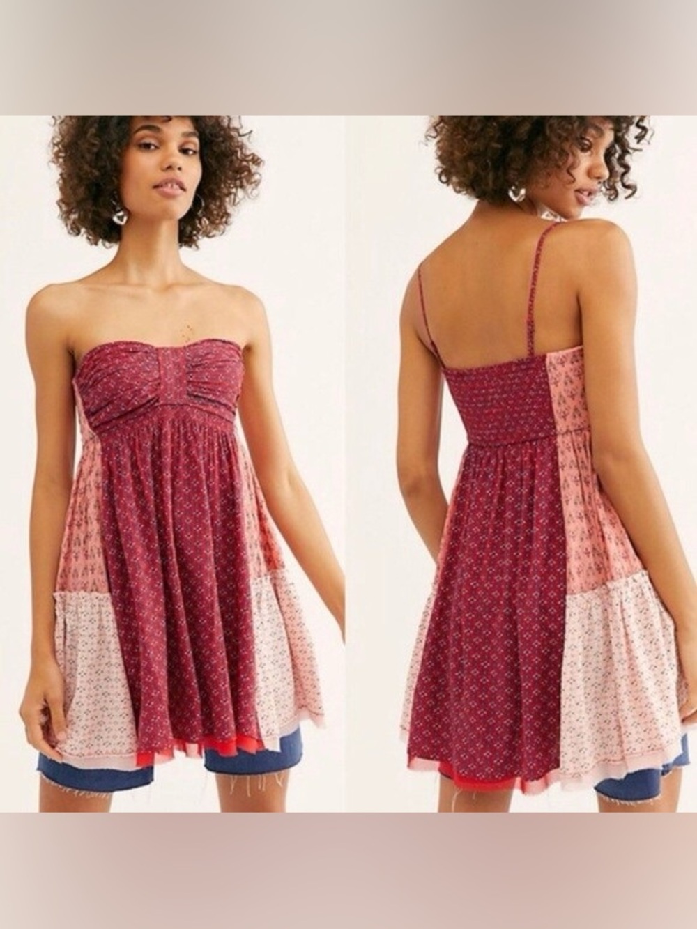 Free People Across The Sea Smocked Tunic Mini Dress